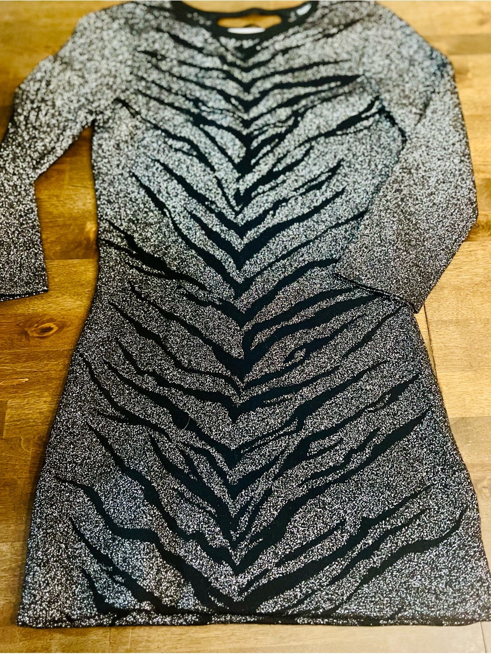 Express silver and black Zebra print dress M